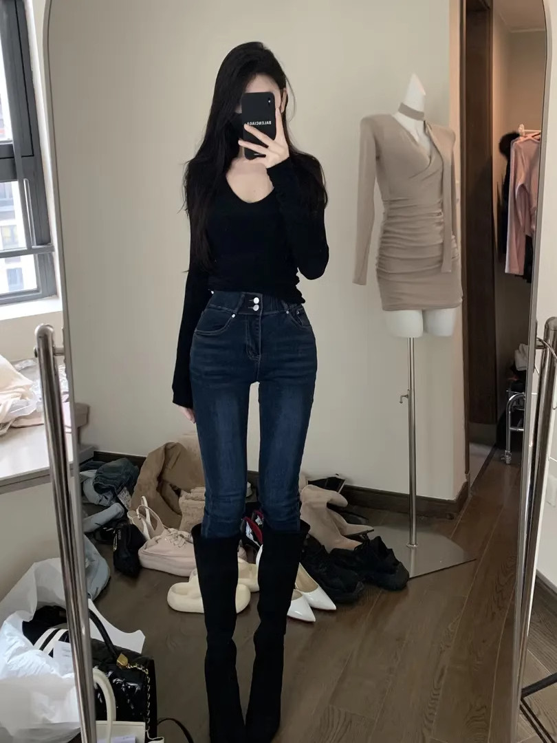 自带丰胯垫韩版辣妹高腰弹力百搭提臀显瘦显腿长小脚铅笔牛仔裤女,女装/女士精品,牛仔裤,淘宝优惠券,粉丝福利购,淘宝优惠卷