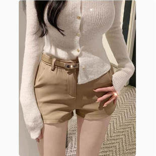 型设计休闲腰带三色短裤 韩漫美腿丰胯版 高腰紧身辣妹 年度热裤