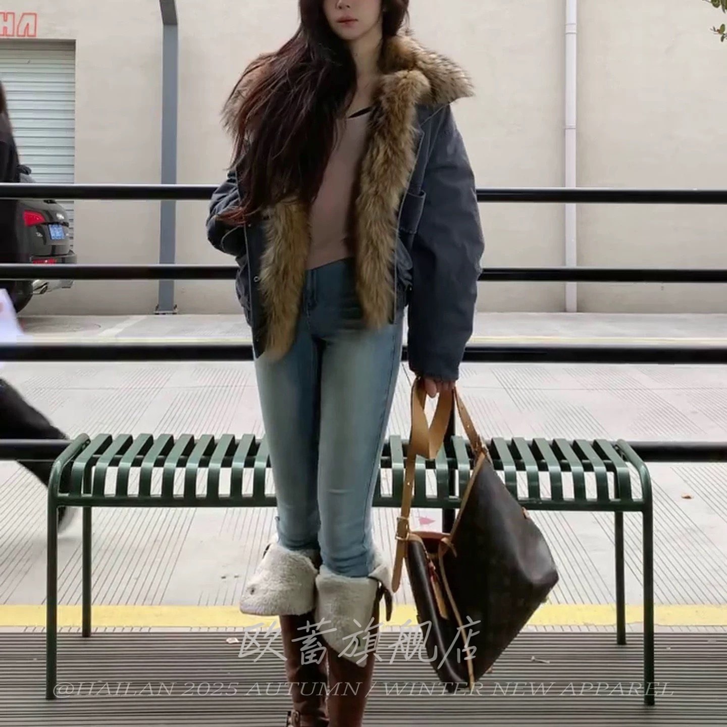 复古浅蓝色牛仔裤女高腰丰胯裤紧身提臀显瘦辣妹靴裤九分小脚裤子