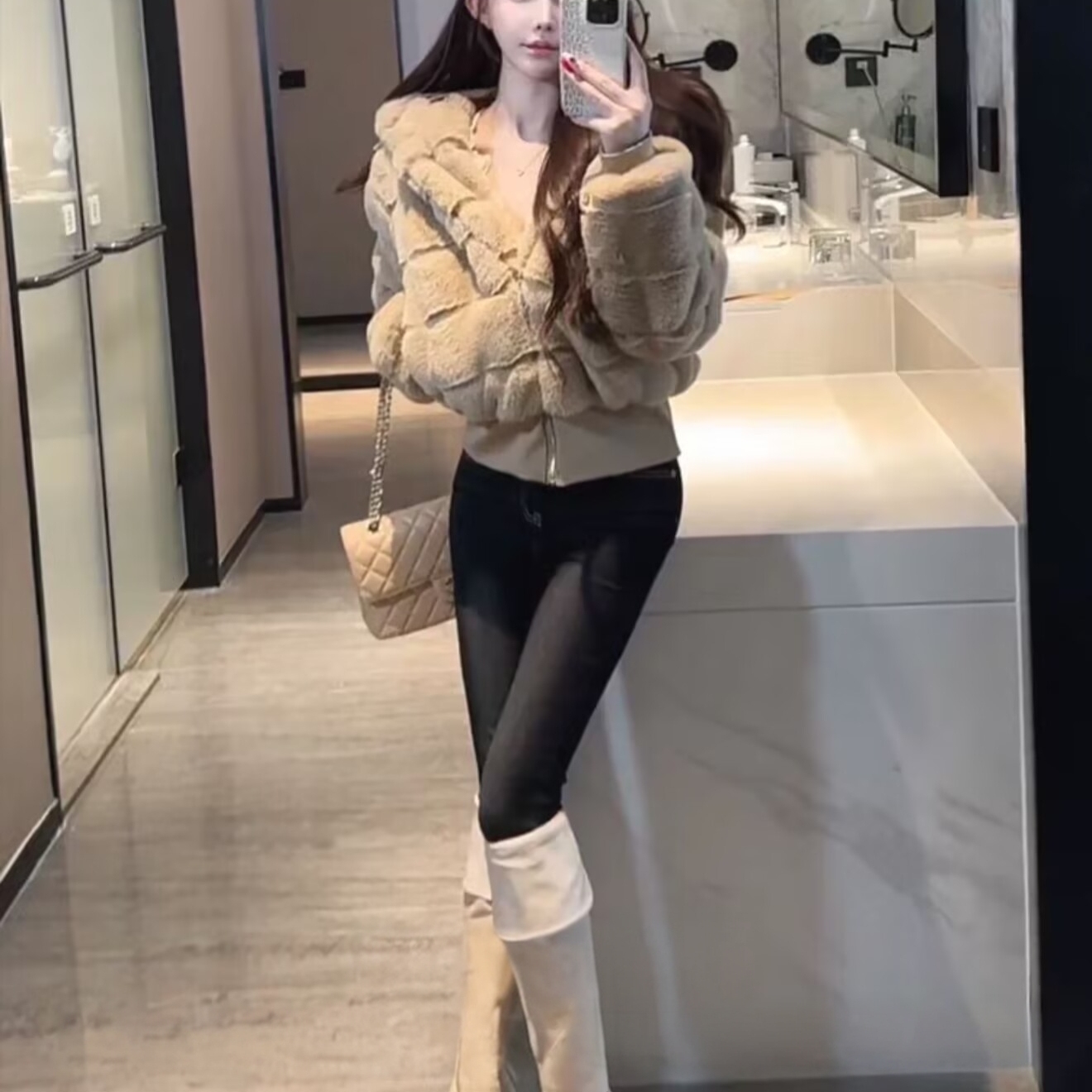 韩国ins风百搭丰胯黑色小脚牛仔裤女秋冬加绒提臀高腰弹力九分裤