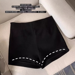 显瘦前弧度显腿细长直筒热裤 修身 穿过zui显腿长短裤 女团黑短裤
