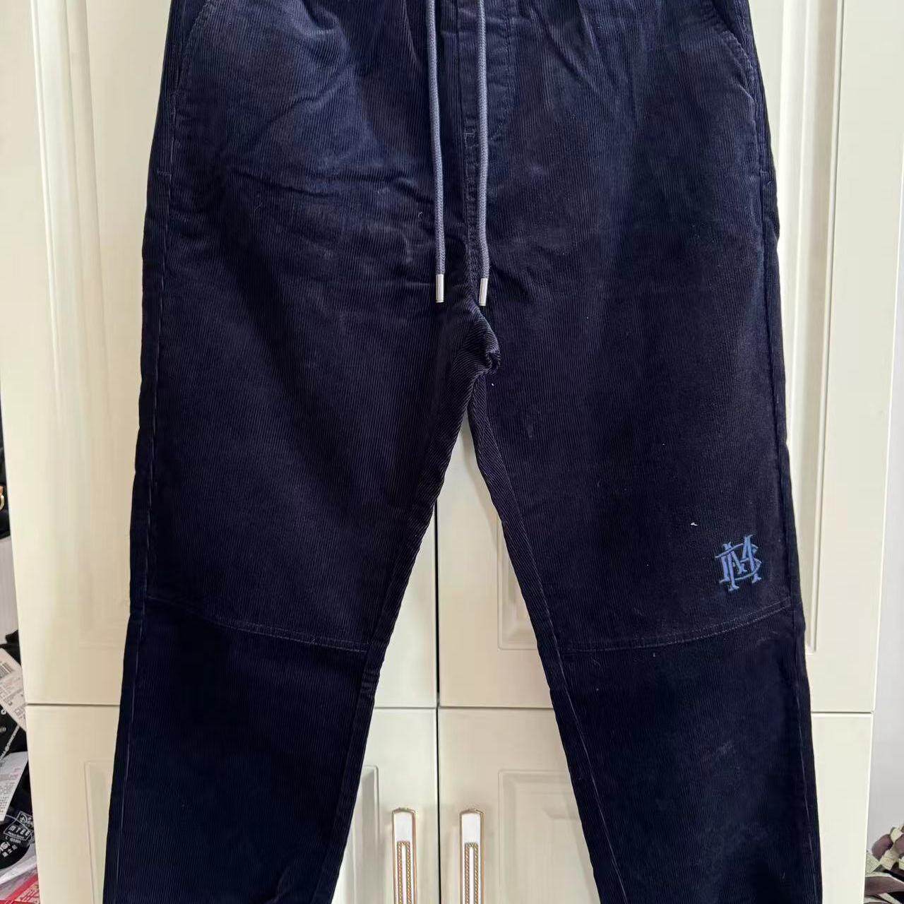 美家男休闲裤春秋新款宽松高街长裤子厚款运动裤工装条绒束脚裤