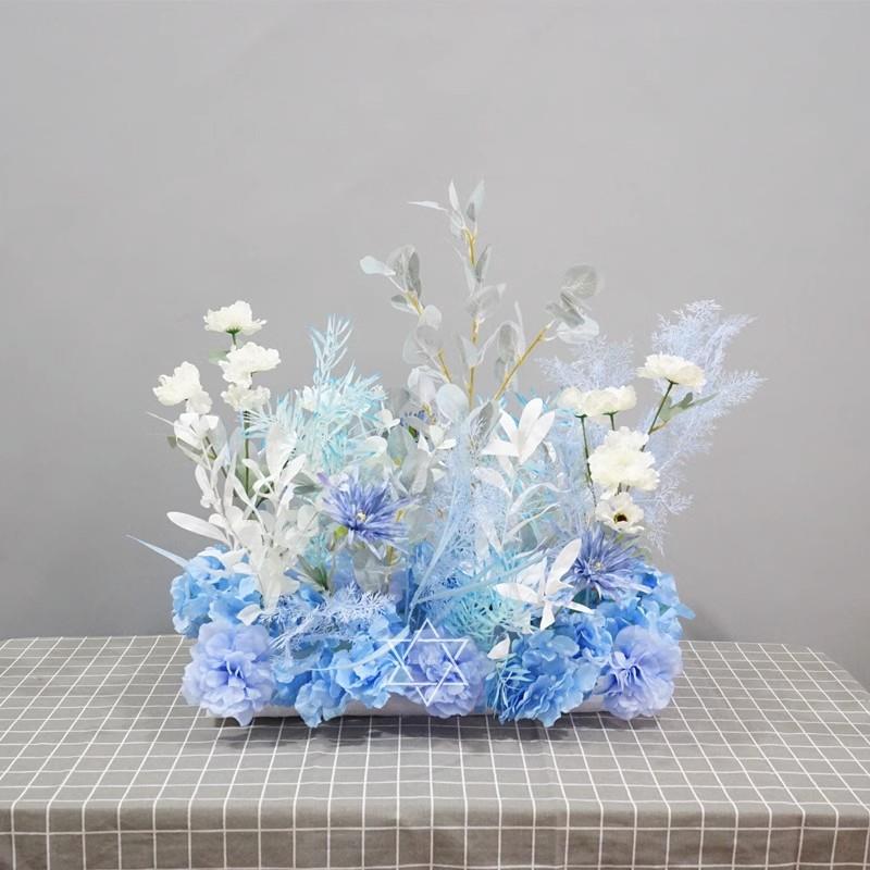 婚礼婚庆花艺50公分地排路引T台花艺高端羽毛排花罗马柱路引花球