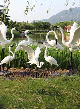 室外模拟白鹭摆件玻璃纤维庭院花园森林动物鹤雕塑水池鸟类景观美