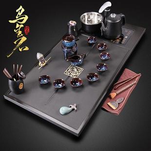 家用简约一体石头茶台全自动茶托盘办公室 乌金石茶盘功夫茶具套装