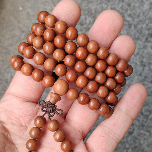 手工108颗木文玩佛珠手串精品