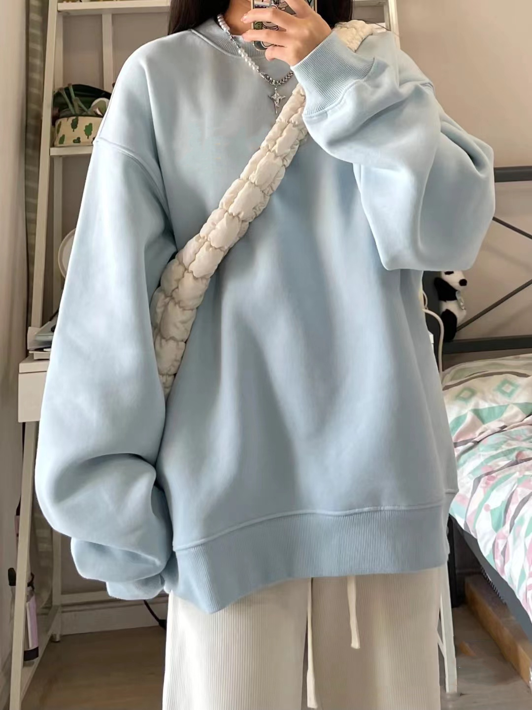 加绒加厚无帽卫衣女宽松慵懒上衣