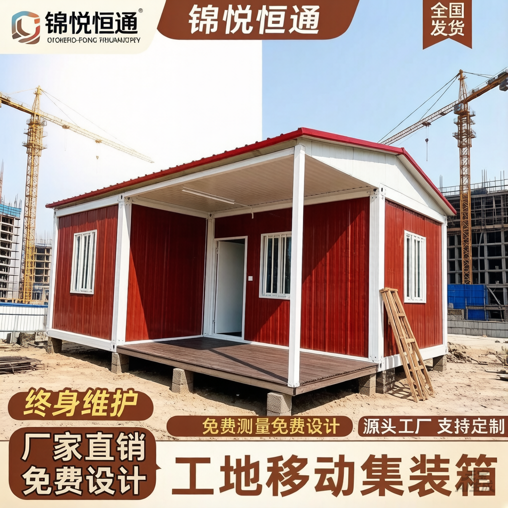 出口人字顶集装箱活动板房快拼工人宿舍工地定制集成房屋可拆卸房