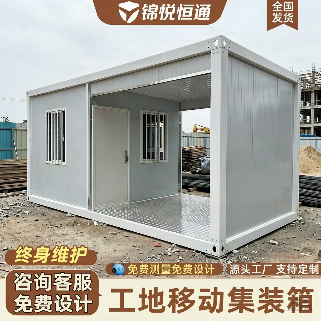 出口集装箱门禁活动板房快拼工人宿舍工地定制集成房屋可拆卸组装