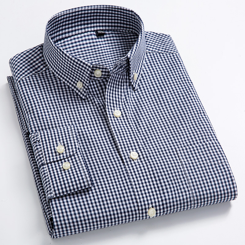 小清新纯棉黑白小格子衬衫男长袖春秋青少年潮牌文艺全棉休闲衬衣