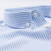 秋季 衬衣日系宽松全棉直格纹寸衫 抗皱蓝白竖条纹衬衫 男潮纯棉长袖