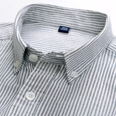 细格纹衬衣春秋格子寸衫 纯棉灰色竖条纹衬衫 长袖 经典 潮流男士 韩版