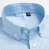 休闲衬衣抗皱商务寸衫 2024新款 春秋新款 长袖 全棉小细格子衬衫 男士