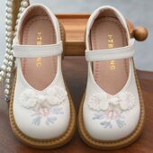 国风汉服鞋 古风绣花鞋 2026春秋款 儿童真皮公主鞋 小皮鞋 女童新中式