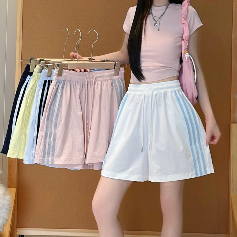 美式抽绳宽松阔腿裤女夏季2026新款小个子松紧腰运动显瘦速干短裤