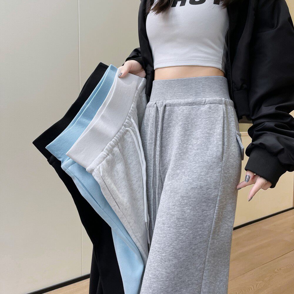 美式阔腿卫裤女秋冬季2026新款高腰宽松显瘦直筒垂感休闲运动裤子