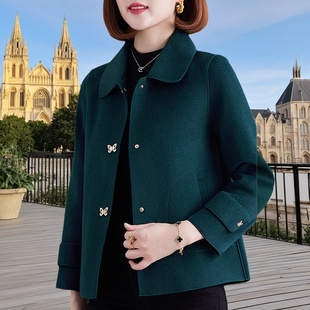 高端双面羊绒毛呢外套女2025中年妈妈春秋新款短款小个子羊毛大衣