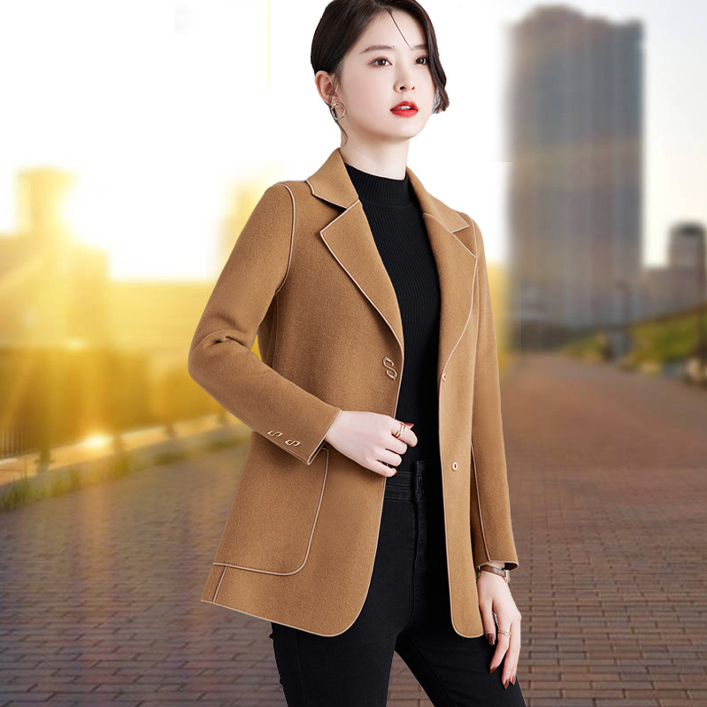 双面毛呢高档西装外套女2025秋冬新款中年妈妈高级感冬季羊毛呢子