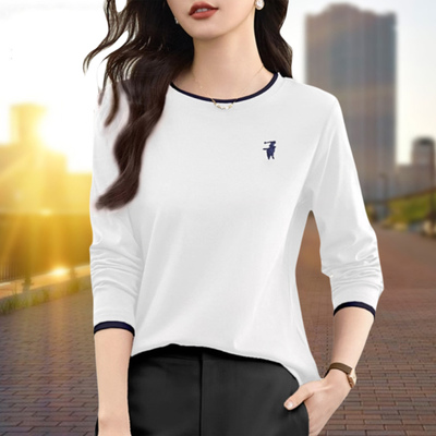 品牌专柜长袖t恤女春秋季打底衫2025年新款洋气女装内搭显瘦上衣
