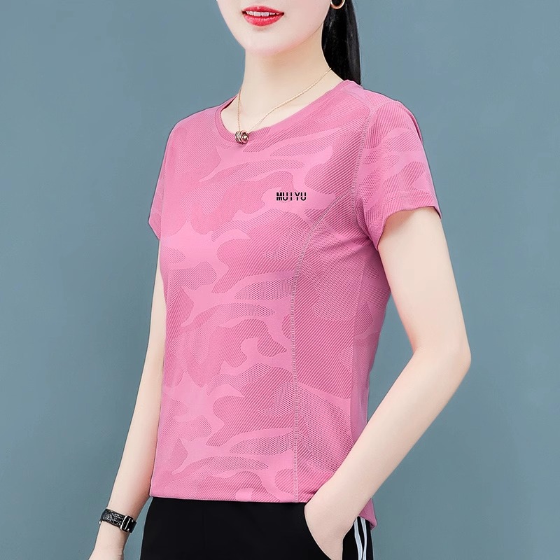 品牌正品速干衣女夏季新款女士羽毛球上衣冰丝运动服瑜伽短袖t恤