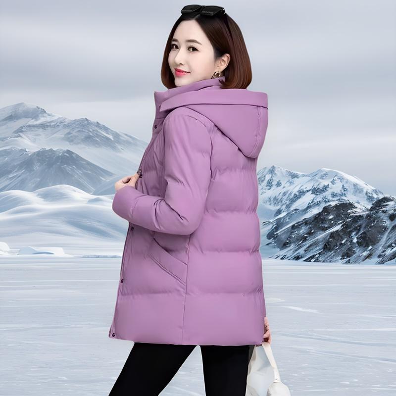 高档棉袄连帽外套羽绒棉服女2025年新款中长款加厚妈妈装秋冬新品