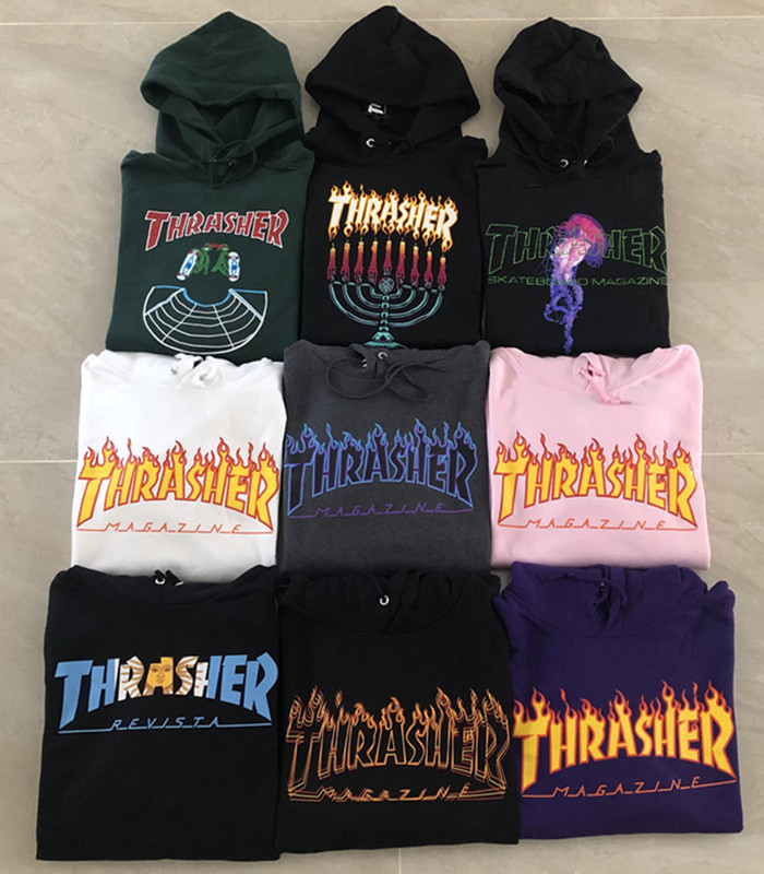 【海神】thrasher flame hoodie 美版合集 火焰加绒连帽卫衣帽衫