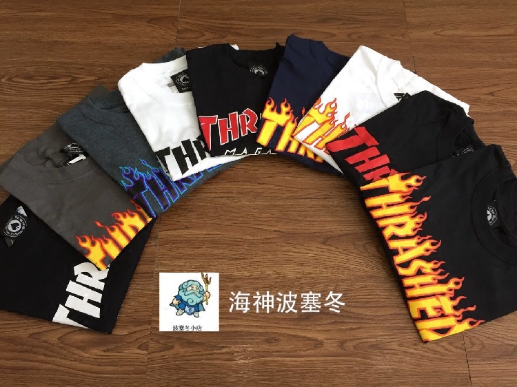 【海神】Thrasher  正品美版 基础字母火焰潮牌短袖T恤Tee 情侣 男装 T恤 原图主图