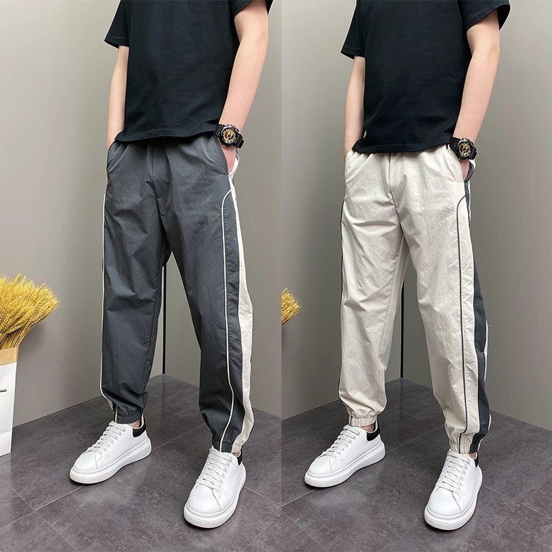 2026新款休闲裤男夏季薄款束脚裤轻薄透气户外冲锋裤男速干运动裤