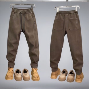 男士休闲裤2026新款秋冬季加绒加厚束脚男裤小脚直筒裤子男款冬装