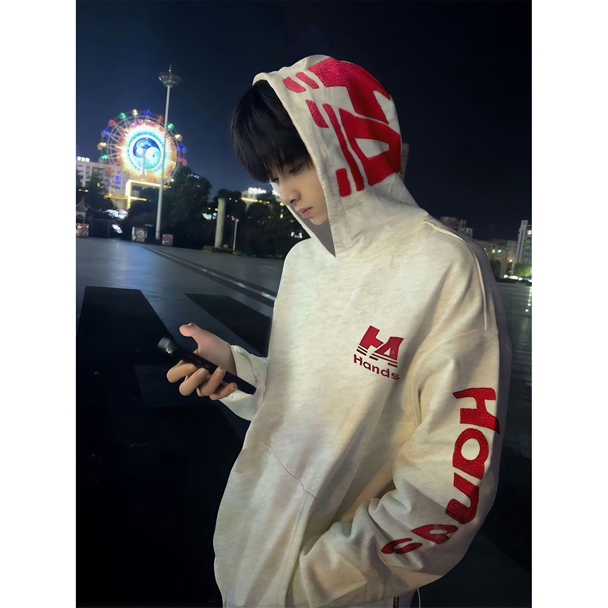 免费试穿~毛巾绣连帽卫衣男款