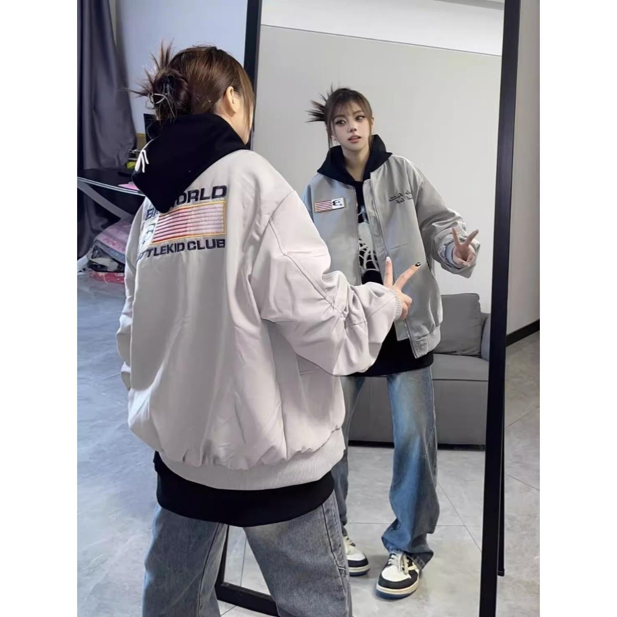 免费试穿~飞行夹克棒球服男女秋