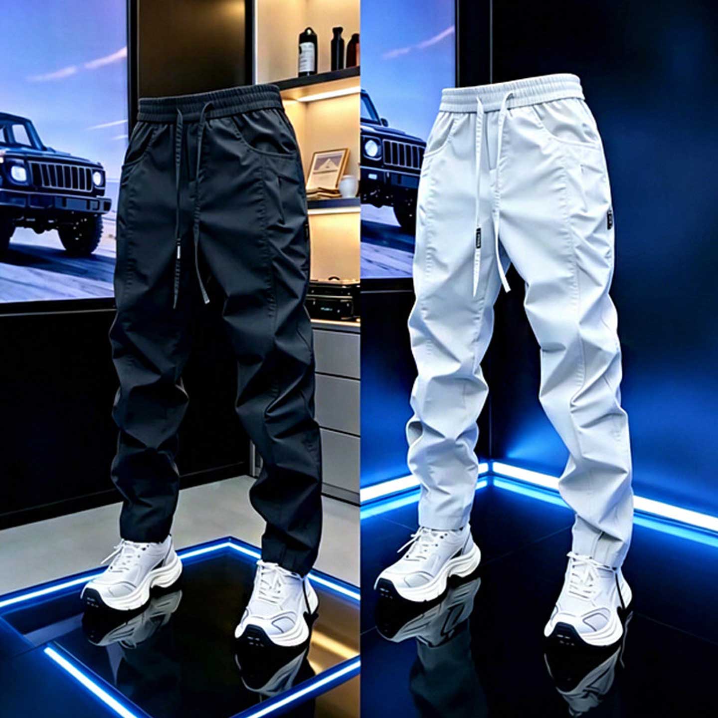 秋季新品户外机能纯色简约休闲裤男士轻奢百搭日常运动宽松小脚裤