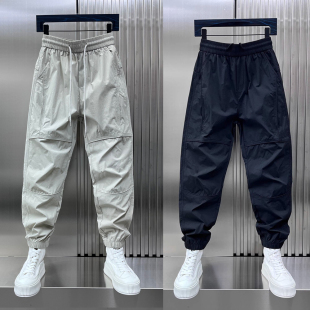 子男宽松卫裤 休闲运动束脚裤 春夏季 冰丝速干裤 薄款 痞帅潮牌春秋裤