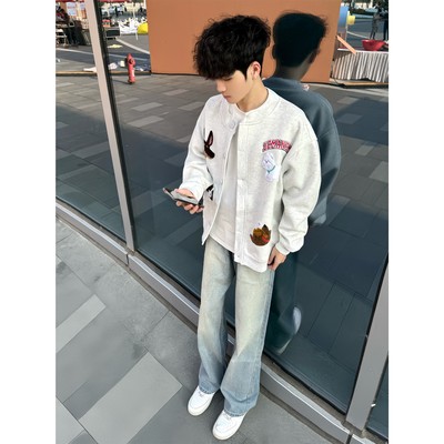 免费试穿~刺绣夹克卫衣男款秋冬