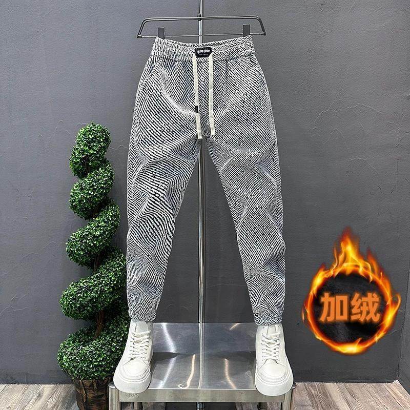 2025新款加绒加厚卫裤男潮流宽松束脚裤抽绳休闲运动裤百搭九分裤,男装,休闲裤,淘宝优惠券,粉丝福利购,淘宝优惠卷