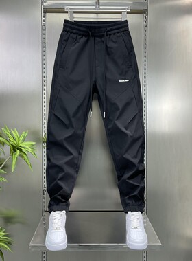 春季新款时尚百搭休闲裤男士速干运动束脚裤潮牌宽松痞帅哈伦裤子