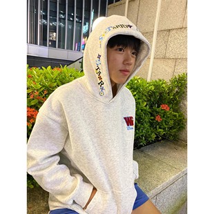 秋冬加绒加厚宽松青少年外套上衣 卫衣男女款 美式 重磅字母刺绣帽衫