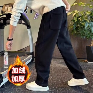 秋冬季宽松卫裤男潮牌直筒运动裤2025年新款加绒阔腿裤男士休闲裤