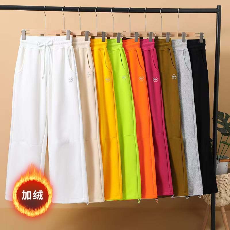 2025秋冬加绒健身操广场舞蹈运动长裤时尚休闲保暖卫裤加厚宽松女