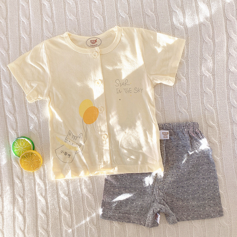 逗逗猴男女宝宝套装夏季新品婴幼儿卡通可爱短袖T恤短裤2件装纯棉,童装/婴儿装/亲子装,家居服套装,淘宝优惠券,粉丝福利购,淘宝优惠卷