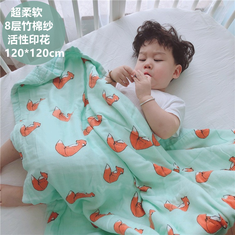 出口款竹棉纱布毯8层抱毯浴巾新生婴儿童被盖毯宝宝抱被搭毯春夏