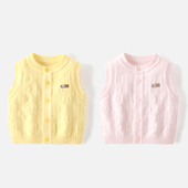 婴儿马甲春秋外穿男宝宝针织衣开衫 毛衣儿童坎肩 背心女童毛线秋季