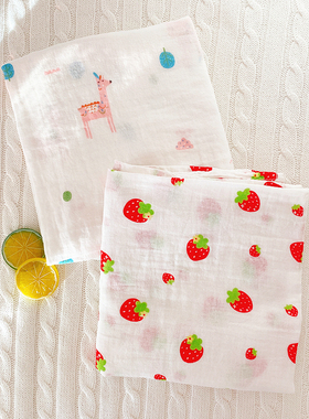 2件装纯棉薄款纱布包巾新生儿柔软浴巾婴儿襁褓盖毯抱被夏90*100