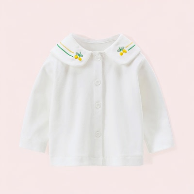 纯棉白色酷娃米上衣洋气娃娃领