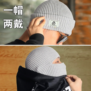 纯棉巴拉克拉法帽保暖日系复古毛线帽男骑行防风护耳面罩头套冷帽