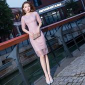 粉色晚礼服2026新款 名媛宴会气质轻奢小众高端平时可穿主持人裙女