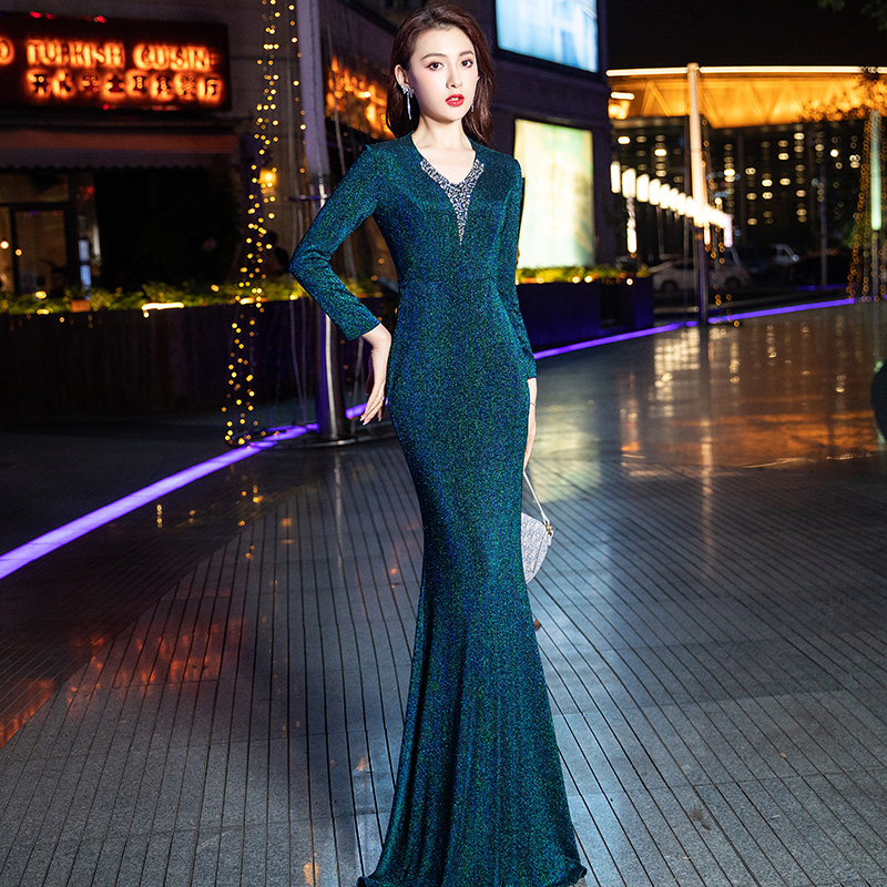 新款高端喜婆婆婚宴主持裙晚礼服