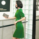 绿色小个子晚礼服女平时可穿宴会气质轻奢小众高端妈妈装 主持人裙