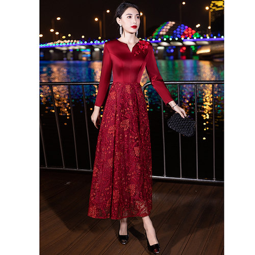 珍彤妈妈装礼服端庄大气长袖