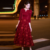 妈妈装 气质高贵喜婆婆婚礼宴会裙平时可穿 婚宴晚礼服裙女2026新款